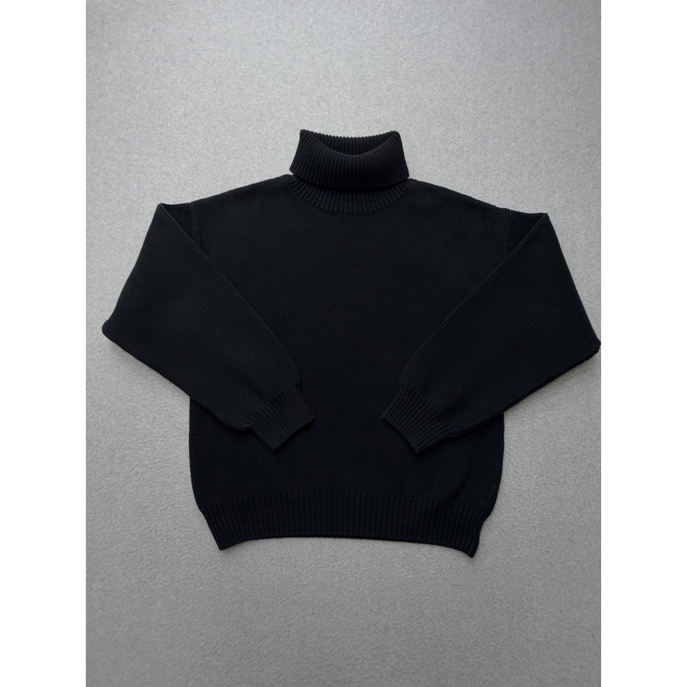 Quince Sweater Womens XL Black 100% Organic Cotton Turtleneck Heavy Chunky Knit